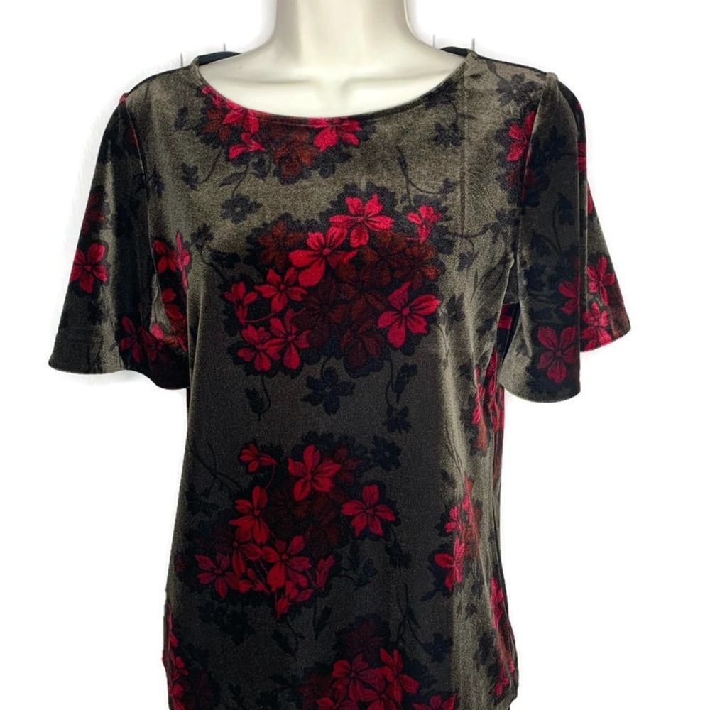 Ann Taylor Velour Floral Burnout VTG Brand New Dressy Top